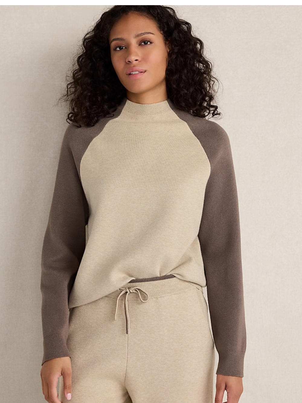 Haven Well Within viscose blend Colorblock Crewneck Sweater - Beige M